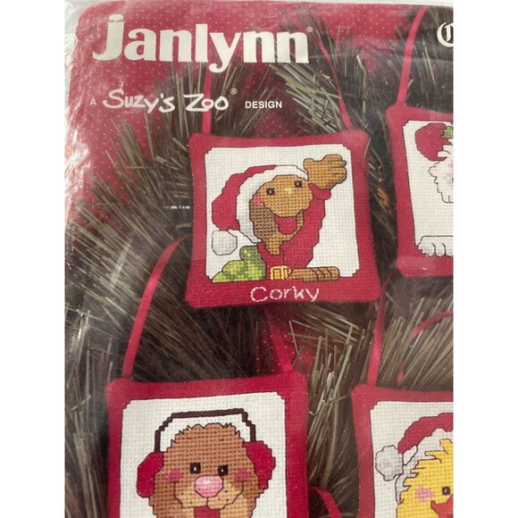 Janlynn Suzys Zoo II Christmas Cross Stitch Kit Set Of 8 Ornaments - Picture 6 of 15